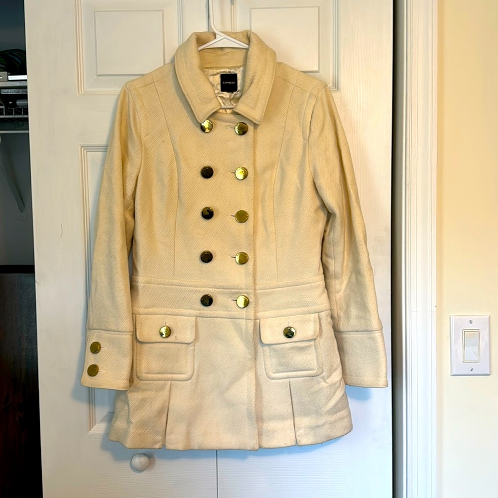 Express Cream Button Down Peacoat - image 1
